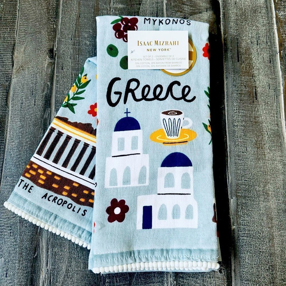 Isaac Mizrahi Greece Santorini Mediterranean Kitchen Dish Towels